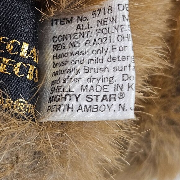 Vintage 24K Mighty Star Brown Plush Bear Red Plaid Bow 12 in Stuffed Animal - Picture 9 of 9